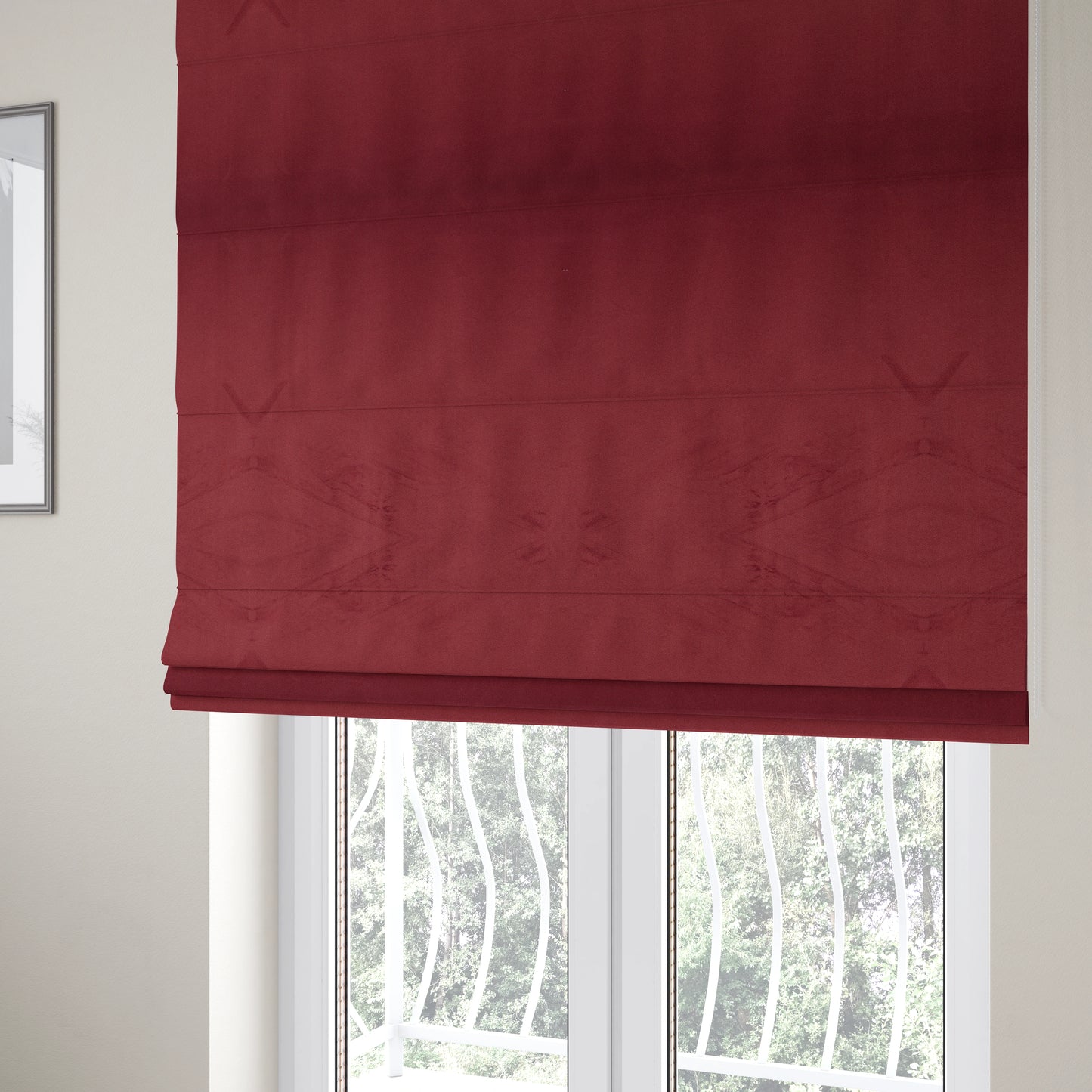 Alpha Plain Durable Velvet Brushed Cotton Effect Upholstery Fabric Burgundy Colour CTR-2696 - Roman Blinds