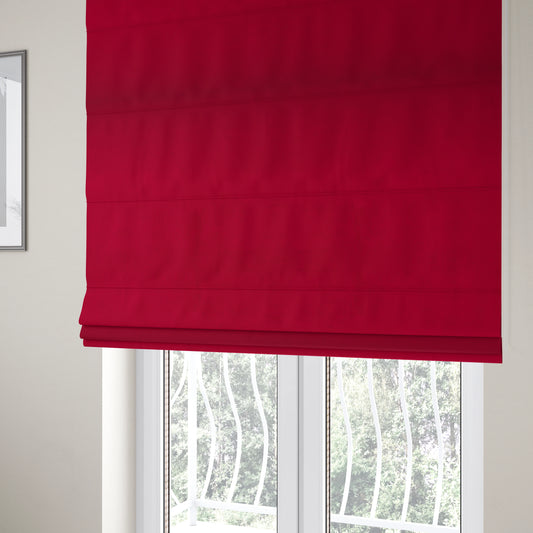 Alpha Plain Durable Velvet Brushed Cotton Effect Upholstery Fabric Red Colour CTR-2697 - Roman Blinds