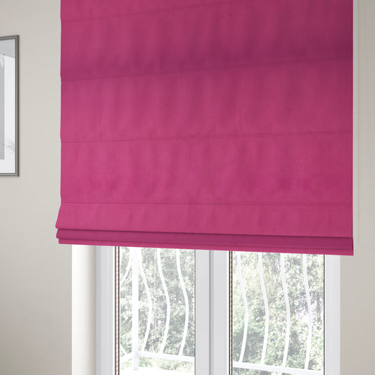 Alpha Plain Durable Velvet Brushed Cotton Effect Upholstery Fabric Pink Colour CTR-2698 - Roman Blinds