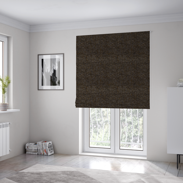 Wellington Chunky Chenille Weave Upholstery Fabric Charcoal Colour CTR-270 - Roman Blinds