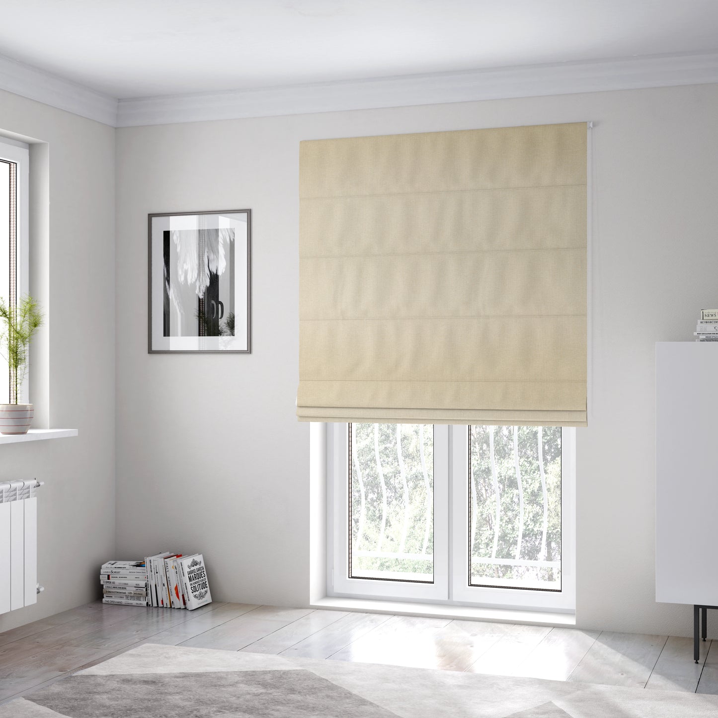 Coco Soft Weave Collection Flat Basket Weave Quality Fabric In Off White Colour Upholstery Fabric CTR-270 - Roman Blinds