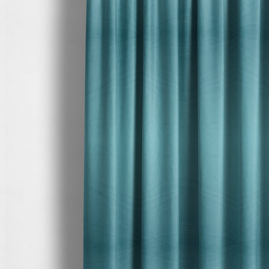 Alpha Plain Durable Velvet Brushed Cotton Effect Upholstery Fabric Blue Colour CTR-2703 - Made To Measure Curtains