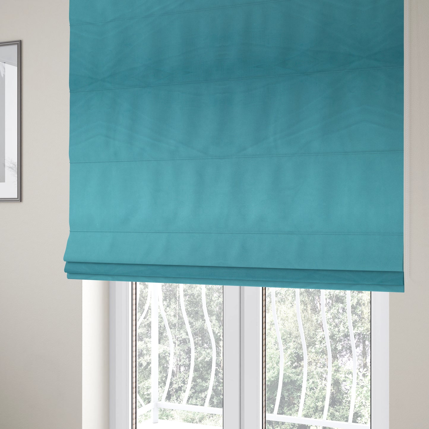 Alpha Plain Durable Velvet Brushed Cotton Effect Upholstery Fabric Blue Colour CTR-2703 - Roman Blinds