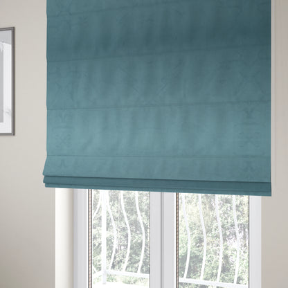 Alpha Plain Durable Velvet Brushed Cotton Effect Upholstery Fabric Blue Colour CTR-2704 - Roman Blinds