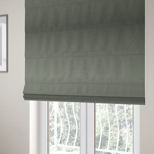 Alpha Plain Durable Velvet Brushed Cotton Effect Upholstery Fabric Grey Colour CTR-2705 - Roman Blinds