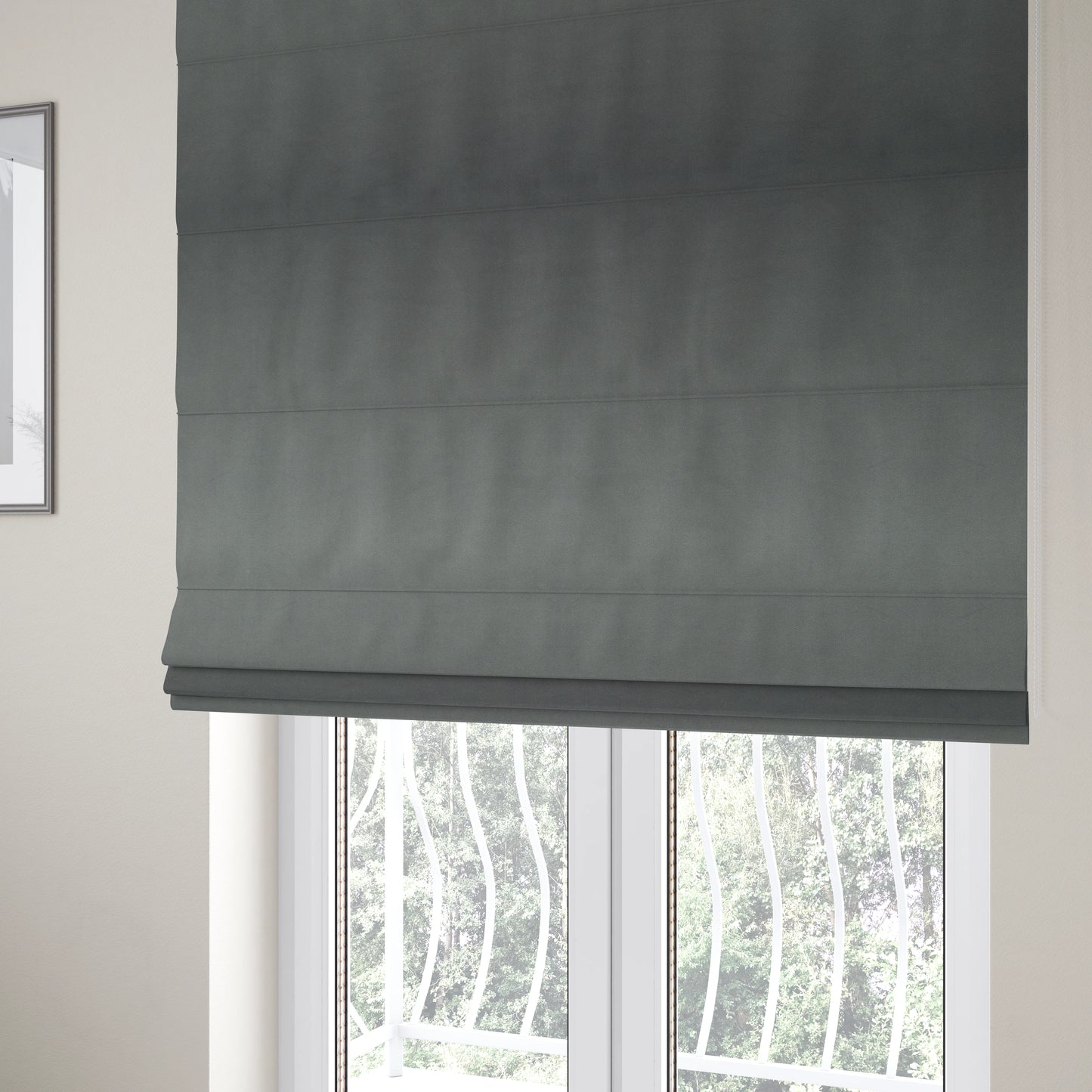 Alpha Plain Durable Velvet Brushed Cotton Effect Upholstery Fabric Grey Colour CTR-2706 - Roman Blinds