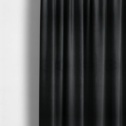 Alpha Plain Durable Velvet Brushed Cotton Effect Upholstery Fabric Black Colour CTR-2707 - Made To Measure Curtains