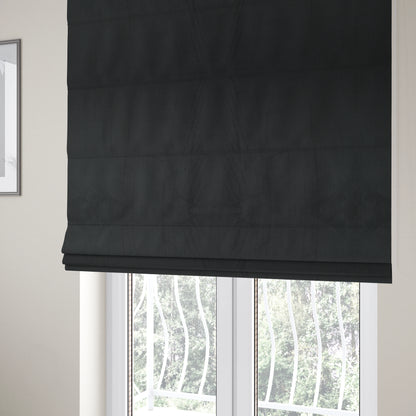 Alpha Plain Durable Velvet Brushed Cotton Effect Upholstery Fabric Black Colour CTR-2707 - Roman Blinds