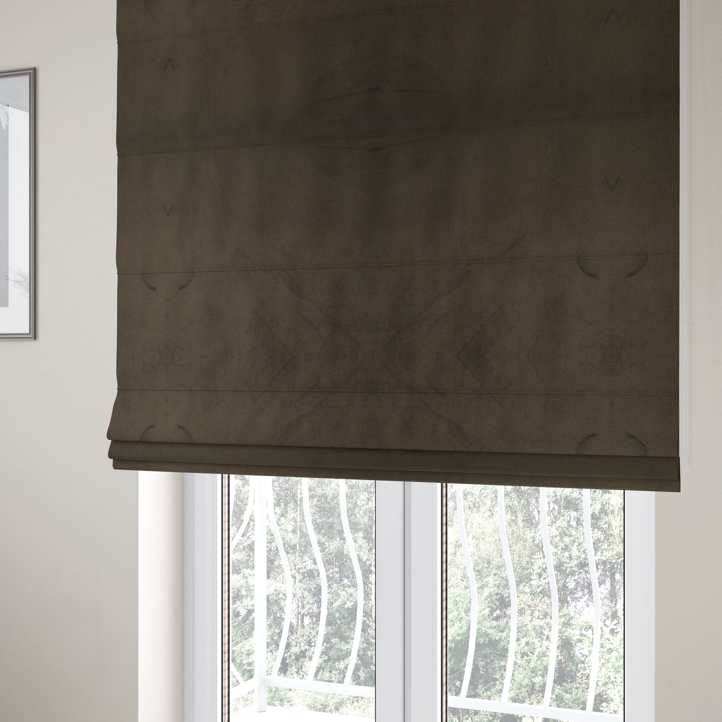 Alpha Plain Durable Velvet Brushed Cotton Effect Upholstery Fabric Brown Colour CTR-2710 - Roman Blinds