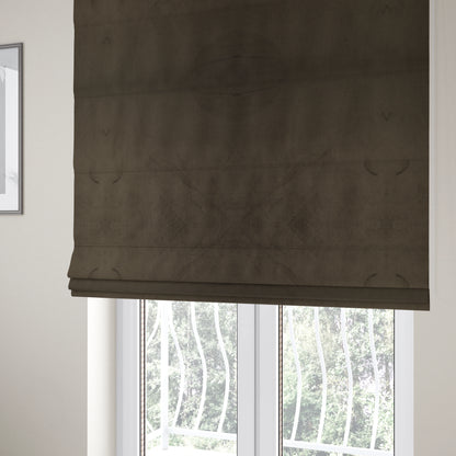 Alpha Plain Durable Velvet Brushed Cotton Effect Upholstery Fabric Brown Colour CTR-2710 - Roman Blinds