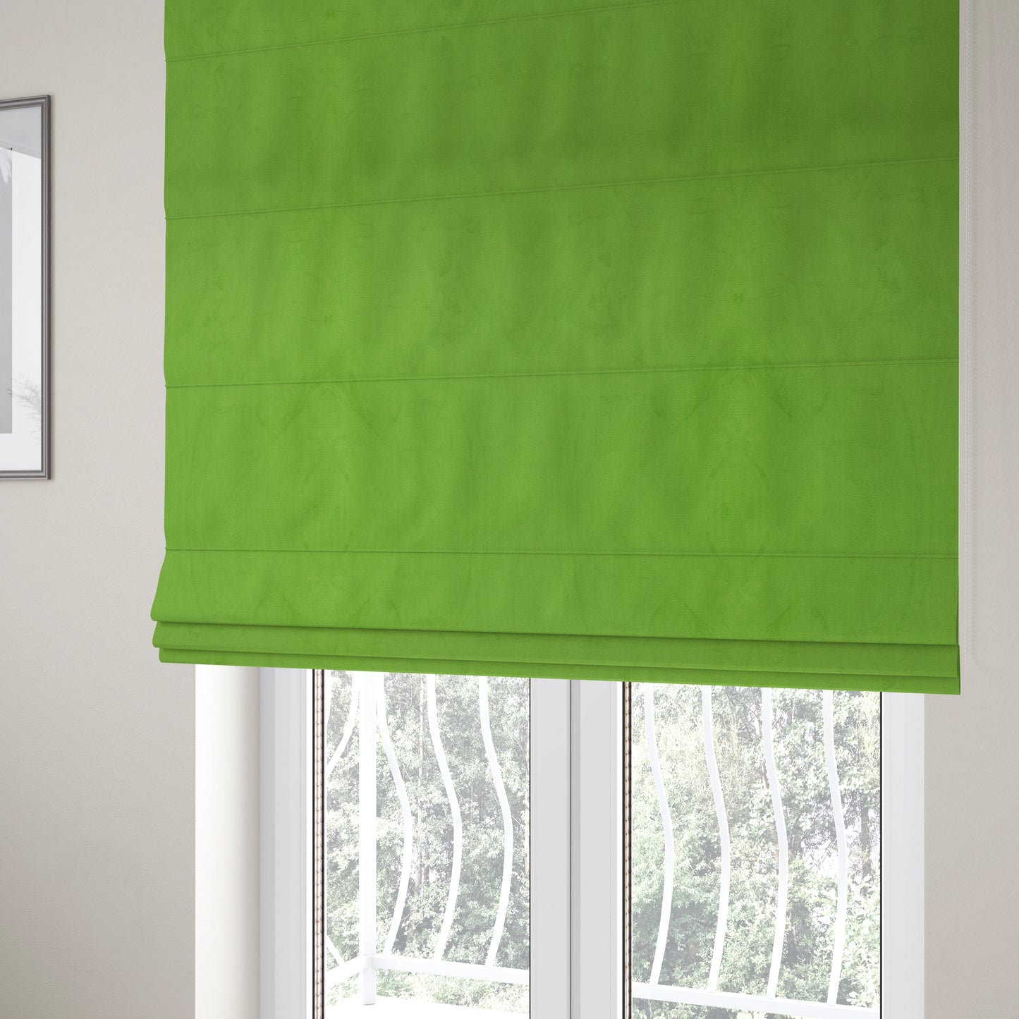 Alpha Plain Durable Velvet Brushed Cotton Effect Upholstery Fabric Green Colour CTR-2711 - Roman Blinds