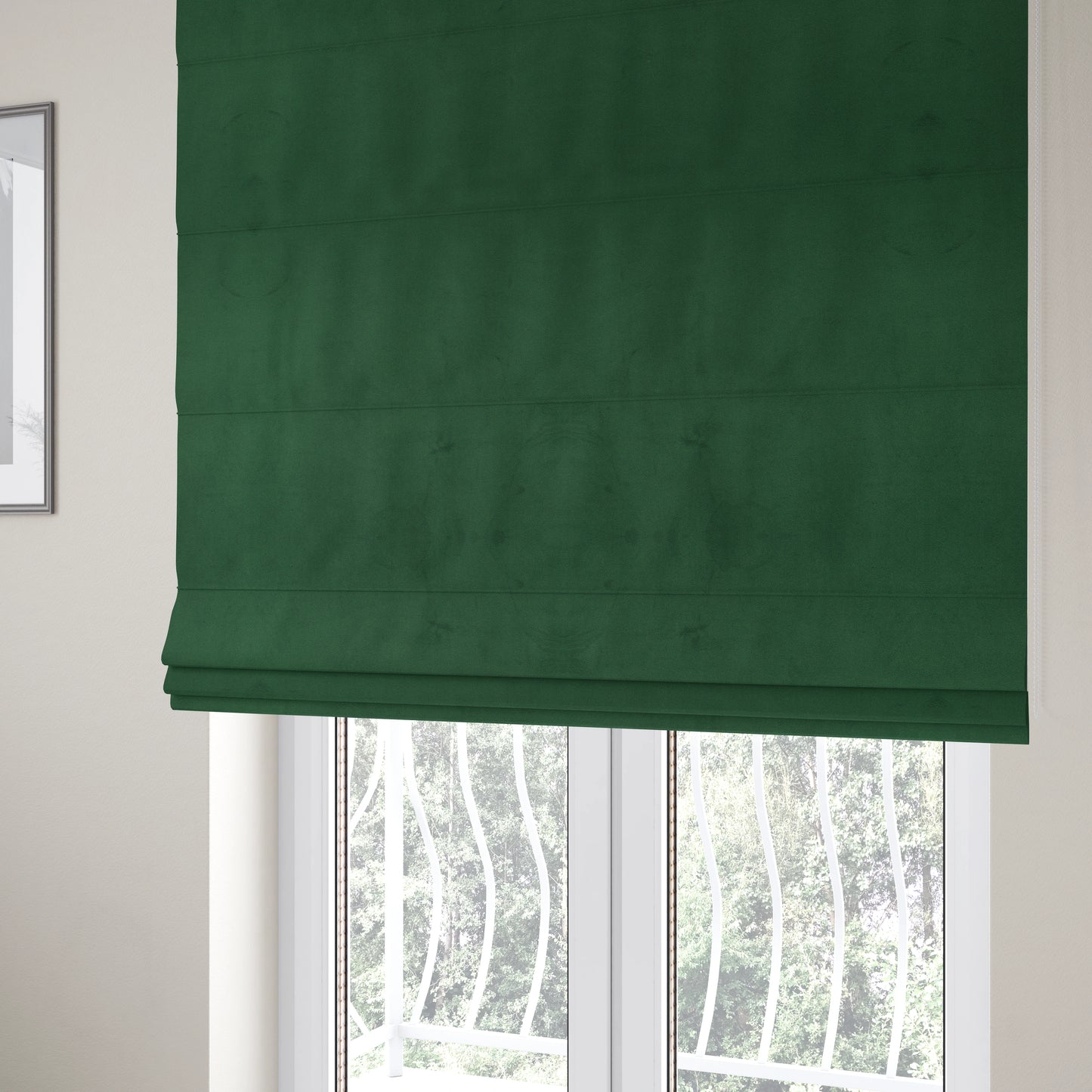 Alpha Plain Durable Velvet Brushed Cotton Effect Upholstery Fabric Green Colour CTR-2713 - Roman Blinds