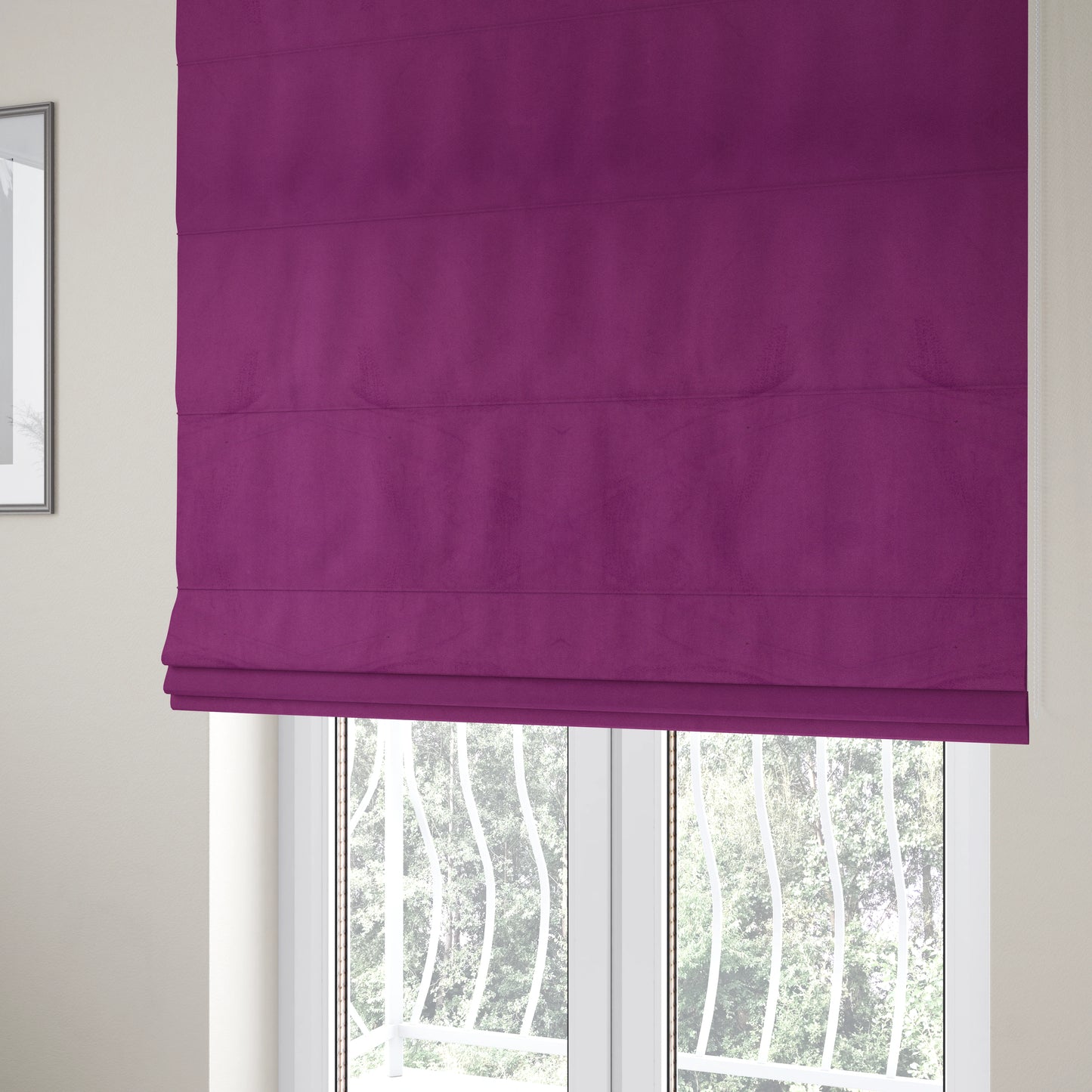 Alpha Plain Durable Velvet Brushed Cotton Effect Upholstery Fabric Purple Colour CTR-2720 - Roman Blinds