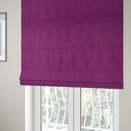 Alpha Plain Durable Velvet Brushed Cotton Effect Upholstery Fabric Purple Colour CTR-2720 - Roman Blinds