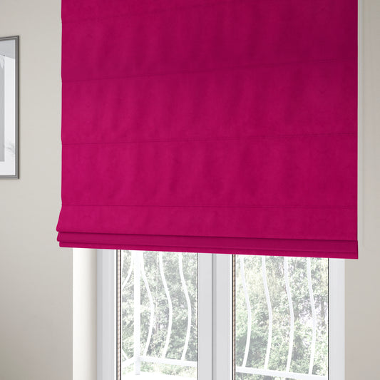 Alpha Plain Durable Velvet Brushed Cotton Effect Upholstery Fabric Pink Colour CTR-2722 - Roman Blinds