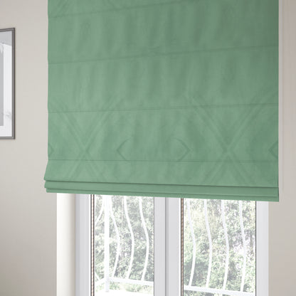 Alpha Plain Durable Velvet Brushed Cotton Effect Upholstery Fabric Green Colour CTR-2727 - Roman Blinds