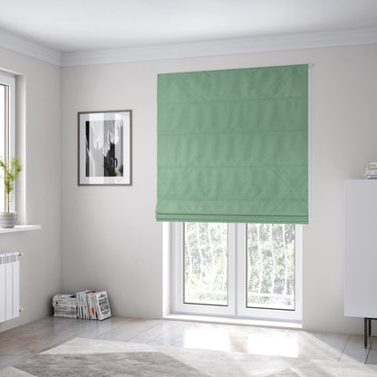 Alpha Plain Durable Velvet Brushed Cotton Effect Upholstery Fabric Green Colour CTR-2727 - Roman Blinds