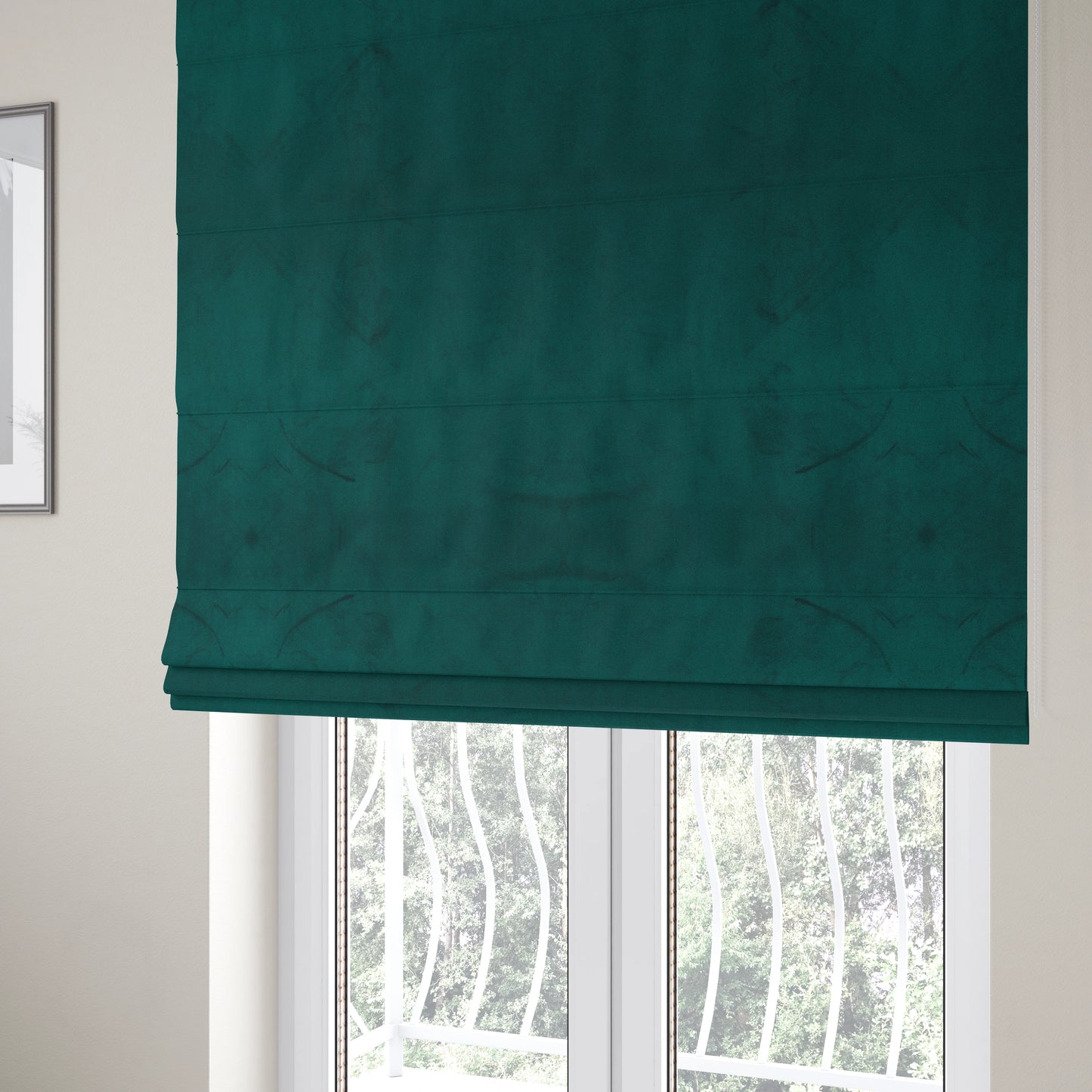 Alpha Plain Durable Velvet Brushed Cotton Effect Upholstery Fabric Teal Colour CTR-2728 - Roman Blinds