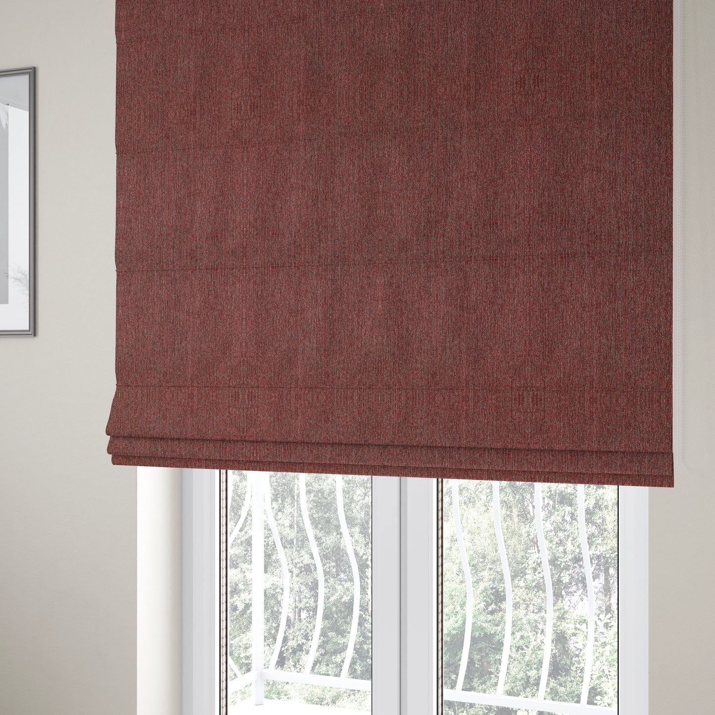 Coco Soft Weave Collection Flat Basket Weave Quality Fabric In Red Colour Upholstery Fabric CTR-273 - Roman Blinds