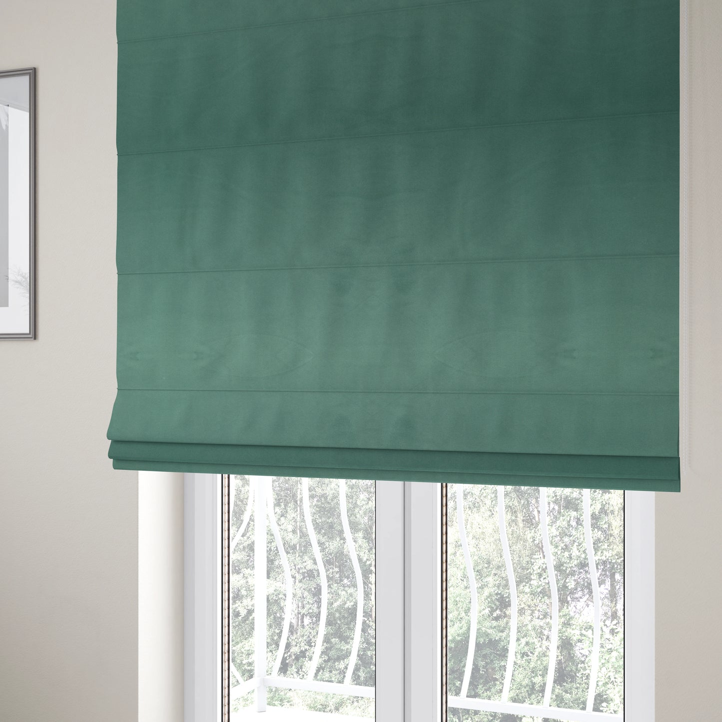 Alpha Plain Durable Velvet Brushed Cotton Effect Upholstery Fabric Green Colour CTR-2734 - Roman Blinds