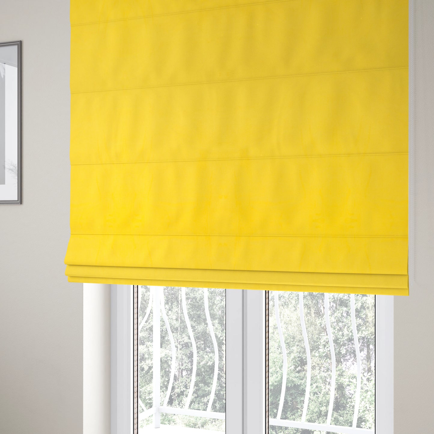 Alpha Plain Durable Velvet Brushed Cotton Effect Upholstery Fabric Yellow Colour CTR-2735 - Roman Blinds