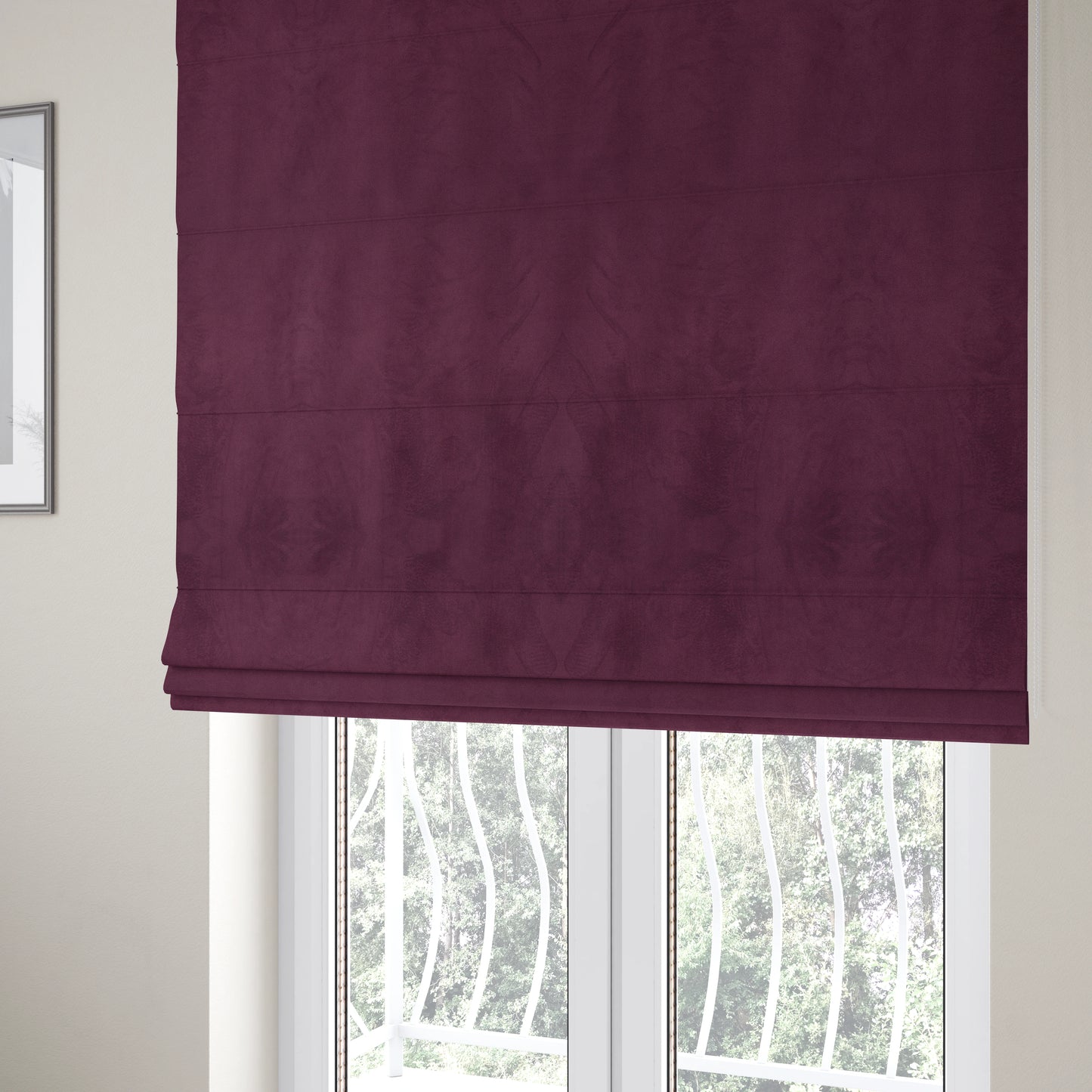 Alpha Plain Durable Velvet Brushed Cotton Effect Upholstery Fabric Purple Colour CTR-2736 - Roman Blinds