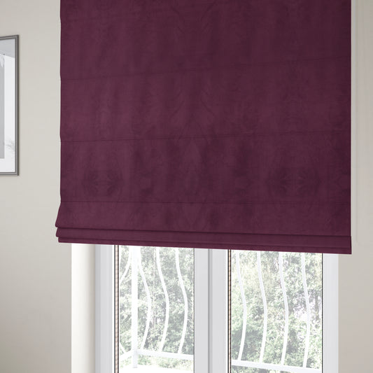 Alpha Plain Durable Velvet Brushed Cotton Effect Upholstery Fabric Purple Colour CTR-2736 - Roman Blinds