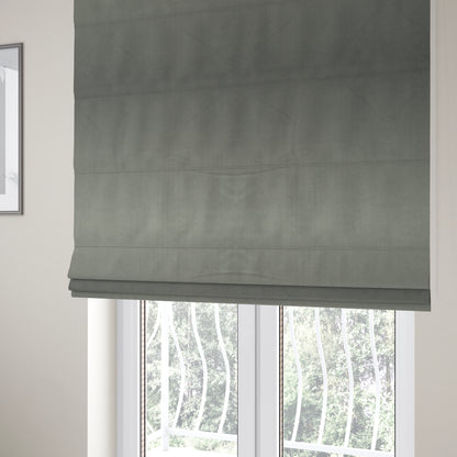 Alpha Plain Durable Velvet Brushed Cotton Effect Upholstery Fabric Grey Colour CTR-2737 - Roman Blinds