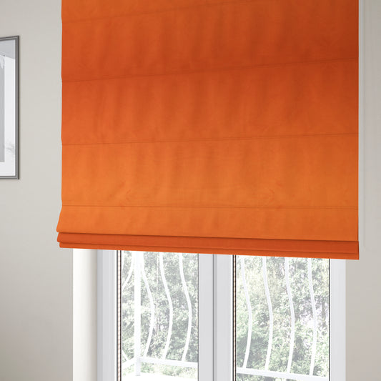 Alpha Plain Durable Velvet Brushed Cotton Effect Upholstery Fabric Orange Colour CTR-2738 - Roman Blinds