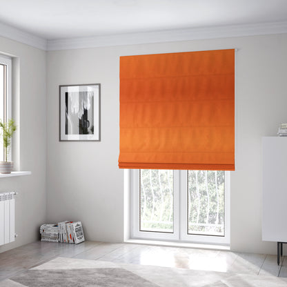 Alpha Plain Durable Velvet Brushed Cotton Effect Upholstery Fabric Orange Colour CTR-2738 - Roman Blinds