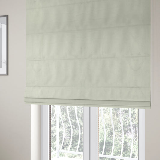 Alpha Plain Durable Velvet Brushed Cotton Effect Upholstery Fabric Silver Colour CTR-2740 - Roman Blinds