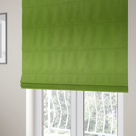 Alpha Plain Durable Velvet Brushed Cotton Effect Upholstery Fabric Green Colour CTR-2741 - Roman Blinds