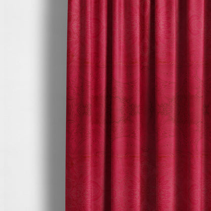 Athena Laser Cut Pattern Soft Velveteen Red Velvet Upholstery Curtains Fabric CTR-2744 - Made To Measure Curtains