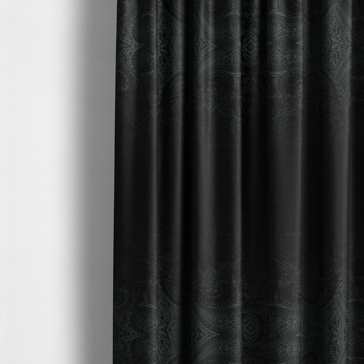 Athena Laser Cut Pattern Soft Velveteen Black Velvet Upholstery Curtains Fabric CTR-2749 - Made To Measure Curtains