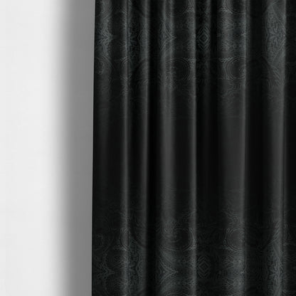 Athena Laser Cut Pattern Soft Velveteen Black Velvet Upholstery Curtains Fabric CTR-2749 - Made To Measure Curtains