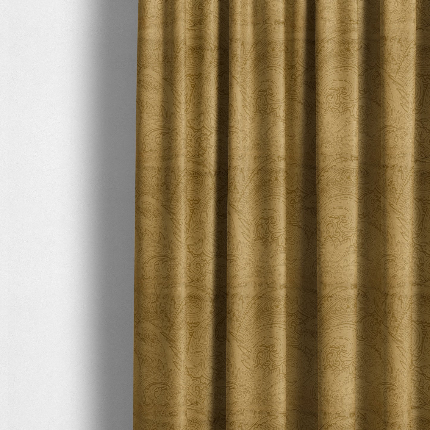 Athena Laser Cut Pattern Soft Velveteen Gold Velvet Upholstery Curtains Fabric CTR-2750 - Made To Measure Curtains