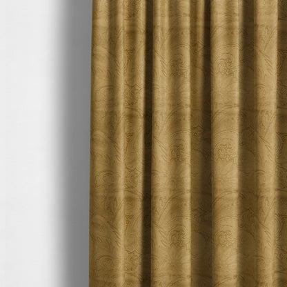 Athena Laser Cut Pattern Soft Velveteen Gold Velvet Upholstery Curtains Fabric CTR-2750 - Made To Measure Curtains