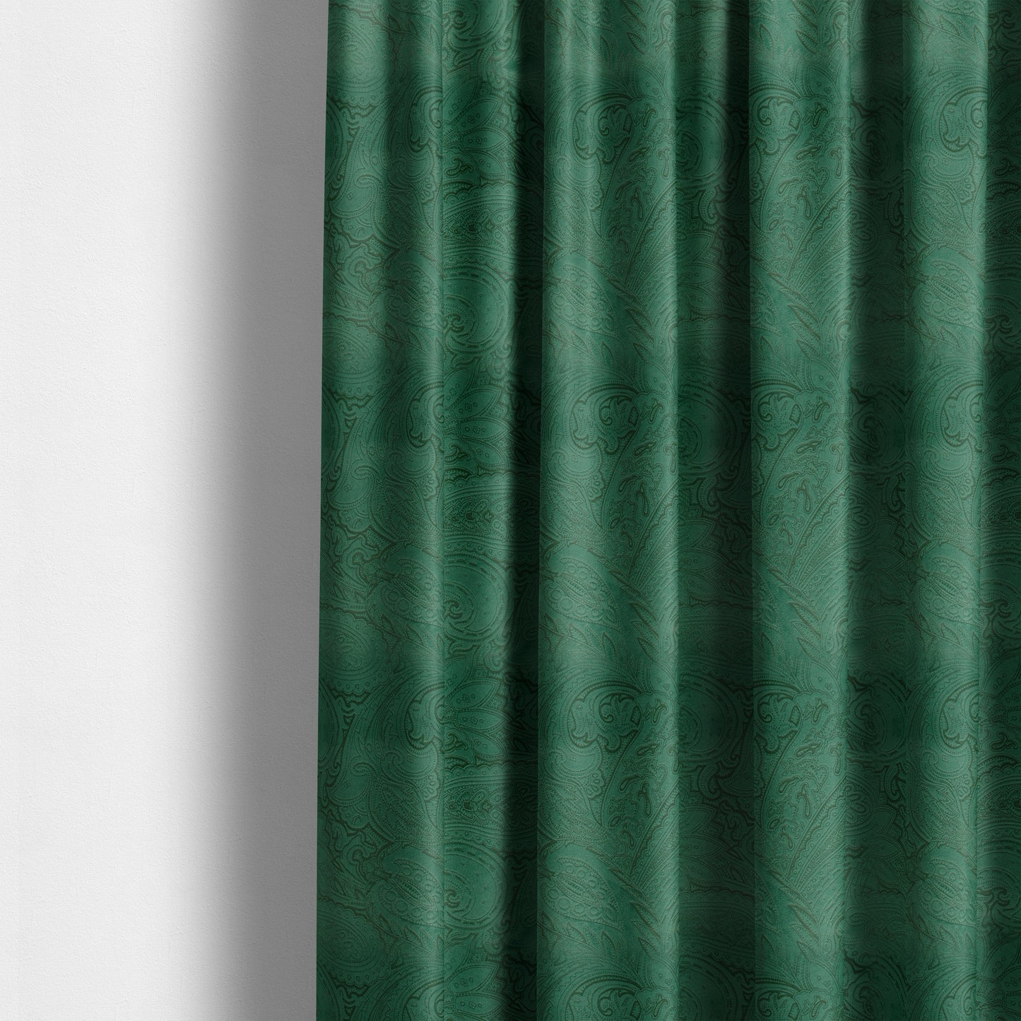 Athena Laser Cut Pattern Soft Velveteen Green Velvet Upholstery Curtains Fabric CTR-2752 - Made To Measure Curtains