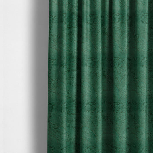 Athena Laser Cut Pattern Soft Velveteen Green Velvet Upholstery Curtains Fabric CTR-2752 - Made To Measure Curtains