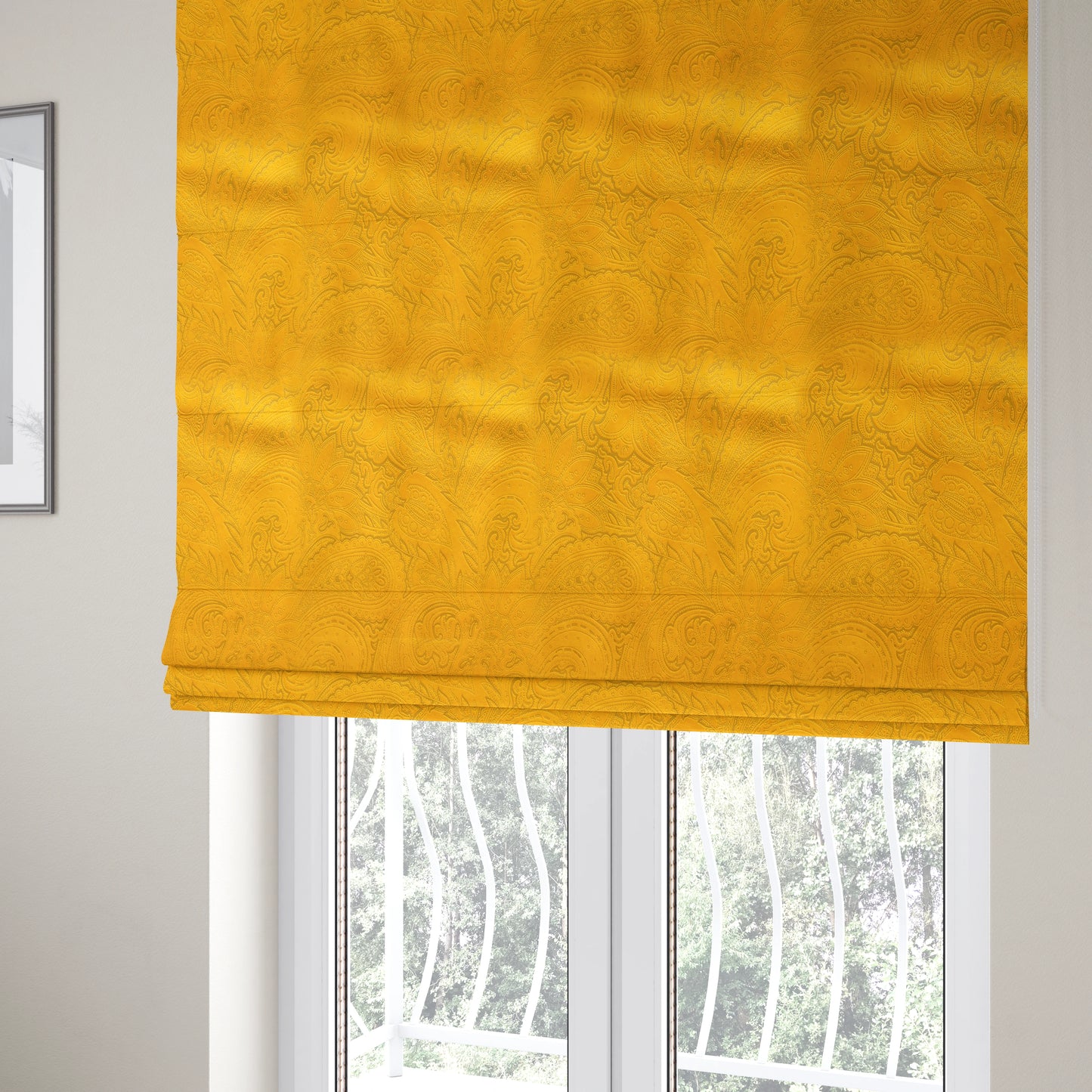 Athena Laser Cut Pattern Soft Velveteen Orange Velvet Upholstery Curtains Fabric CTR-2754 - Roman Blinds