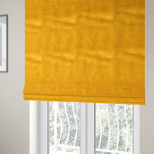 Athena Laser Cut Pattern Soft Velveteen Orange Velvet Upholstery Curtains Fabric CTR-2754 - Roman Blinds