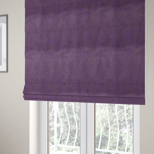 Athena Laser Cut Pattern Soft Velveteen Purple Velvet Upholstery Curtains Fabric CTR-2755 - Roman Blinds