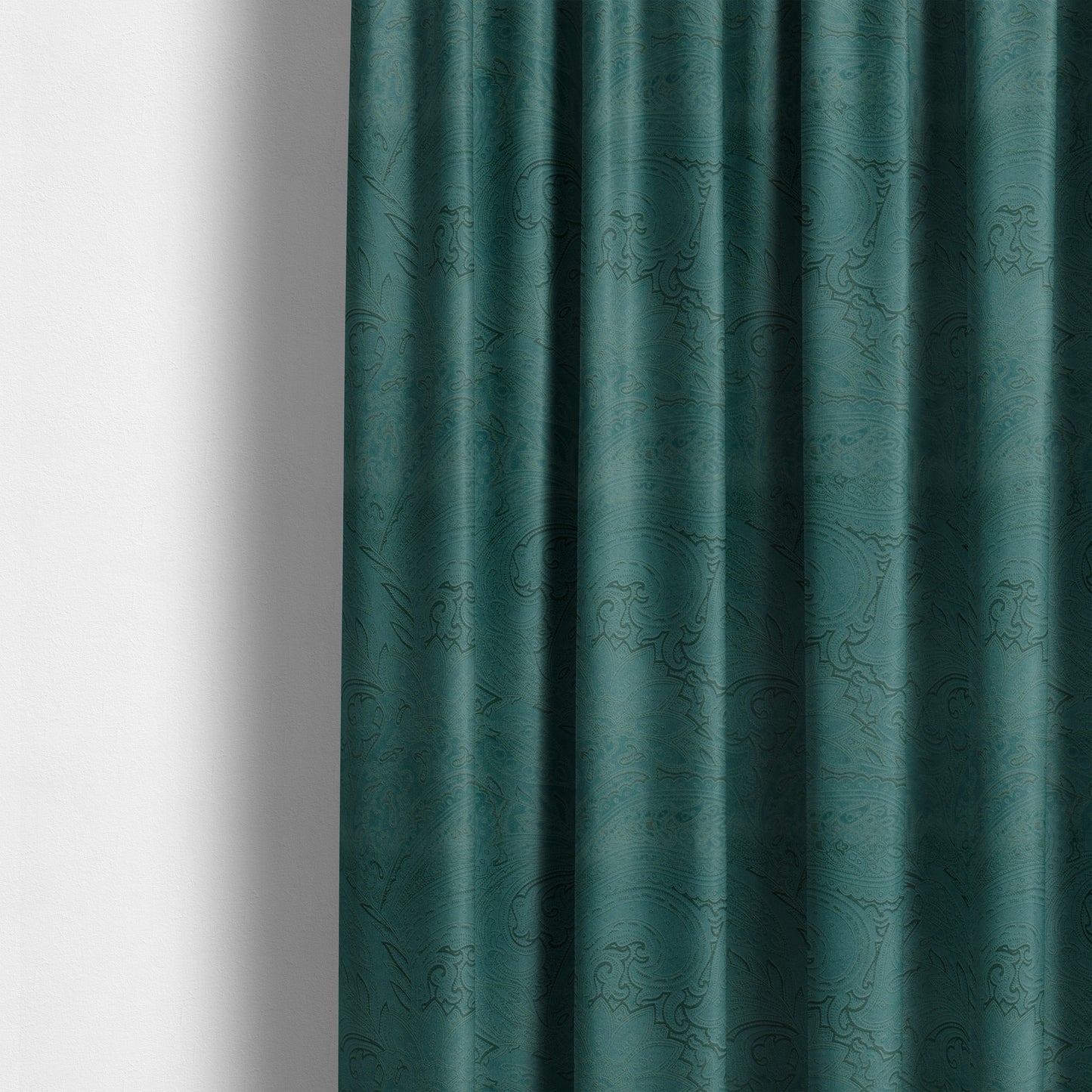 Athena Laser Cut Pattern Soft Velveteen Teal Velvet Upholstery Curtains Fabric CTR-2758 - Made To Measure Curtains