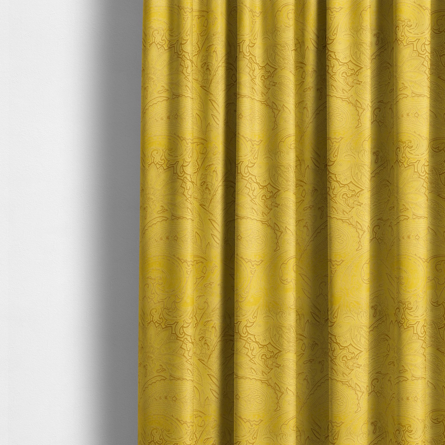 Athena Laser Cut Pattern Soft Velveteen Yellow Velvet Upholstery Curtains Fabric CTR-2760 - Made To Measure Curtains