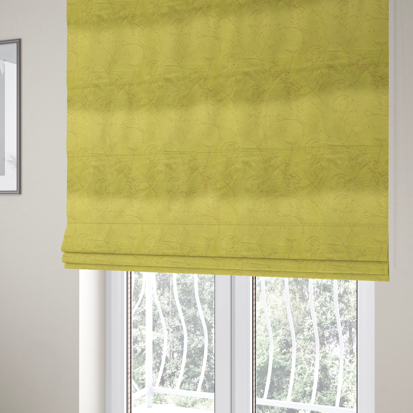 Athena Laser Cut Pattern Soft Velveteen Green Velvet Upholstery Curtains Fabric CTR-2761 - Roman Blinds