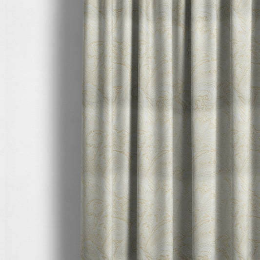 Athena Laser Cut Pattern Soft Velveteen Silver Grey Velvet Upholstery Curtains Fabric CTR-2762 - Made To Measure Curtains