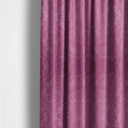 Agra Velveteen Embossed Damask Pattern Upholstery Curtains Fabric In Pink Velvet CTR-2765 - Made To Measure Curtains