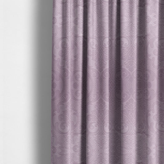 Agra Velveteen Embossed Damask Pattern Upholstery Curtains Fabric In Lilac Velvet CTR-2767 - Made To Measure Curtains