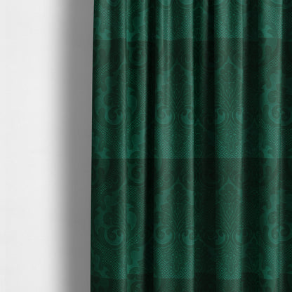 Agra Velveteen Embossed Damask Pattern Upholstery Curtains Fabric In Green Velvet CTR-2772 - Made To Measure Curtains