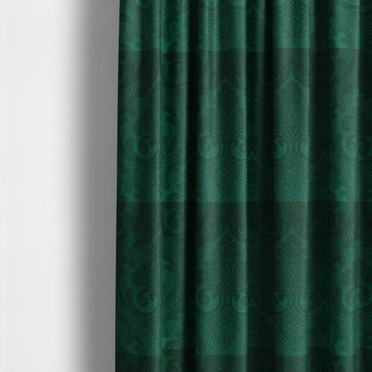 Agra Velveteen Embossed Damask Pattern Upholstery Curtains Fabric In Green Velvet CTR-2772 - Made To Measure Curtains